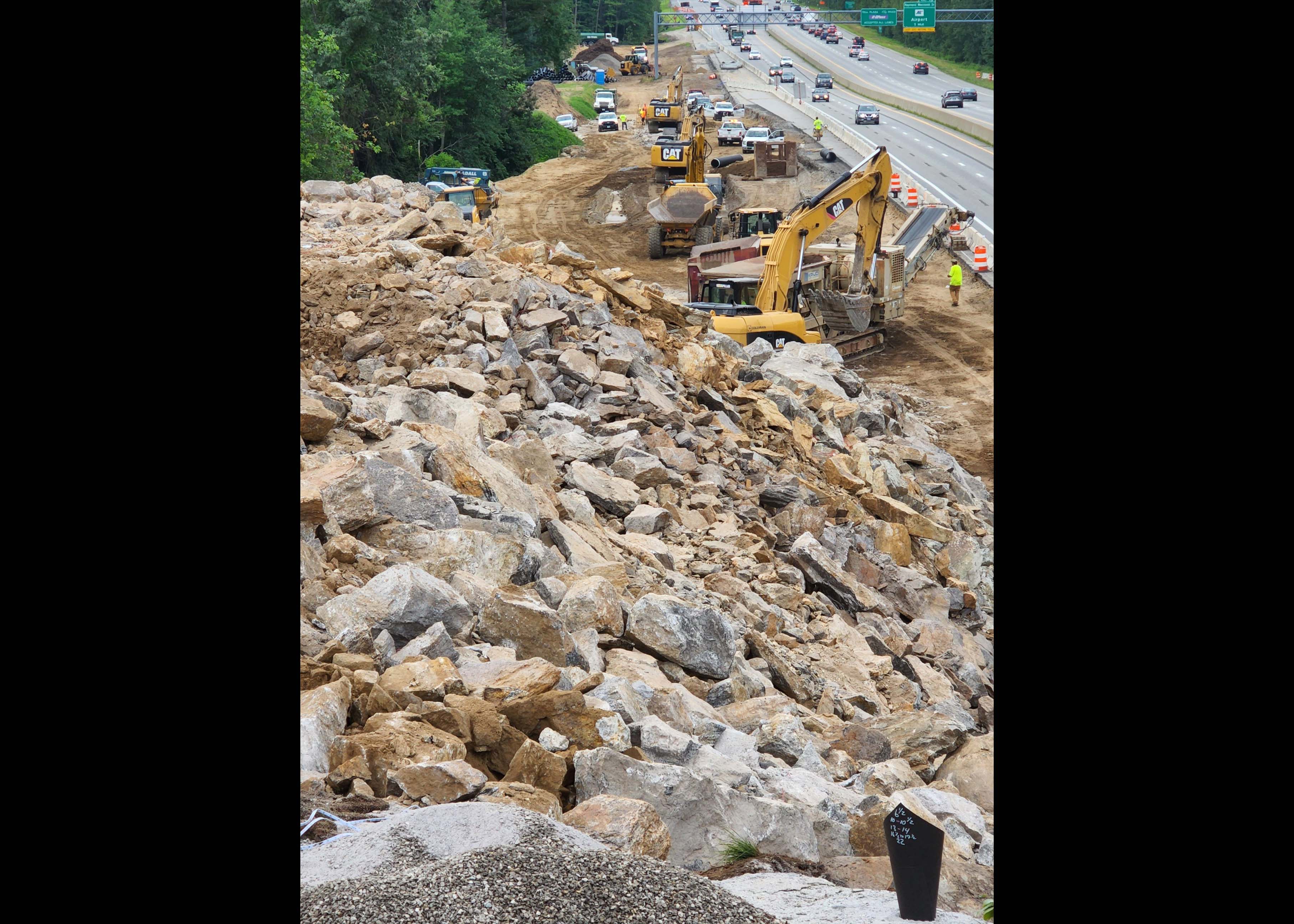 Rock crushing to select materials - August 2022